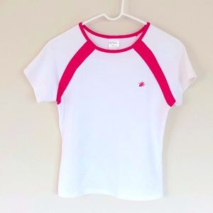 SO SPORTY White + Pink Golf Sport Shirt Top Size S NWOT